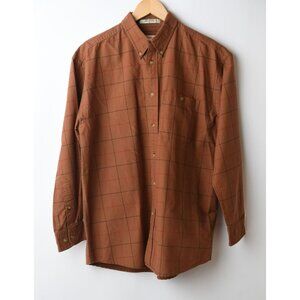 Vintage Orvis Button Up Shirt Mens L Rust Plaid Pocket Business Casual
